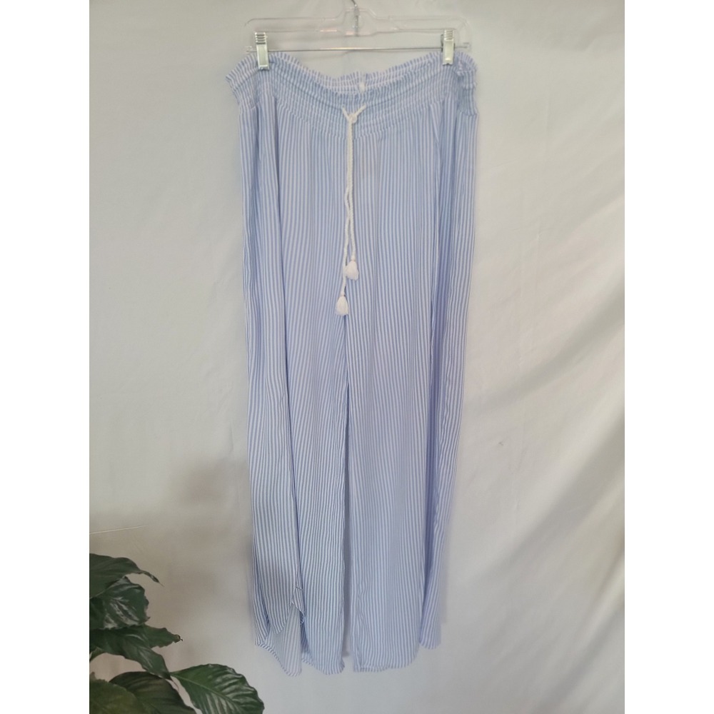 P.J. Salvage Striped Wide Leg Pants Blue White XL NWT